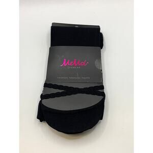 MEMOI Women's Black Solid Semi Sheer Criss-Class Footless Tights SZ M/L